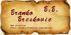 Branko Brešković vizit kartica